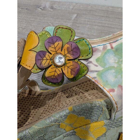 Laura Vita Jacsmino Fleur Wedge Sandals Multicolor Floral Boho Sparkle Sz 41 - Picture 16 of 16